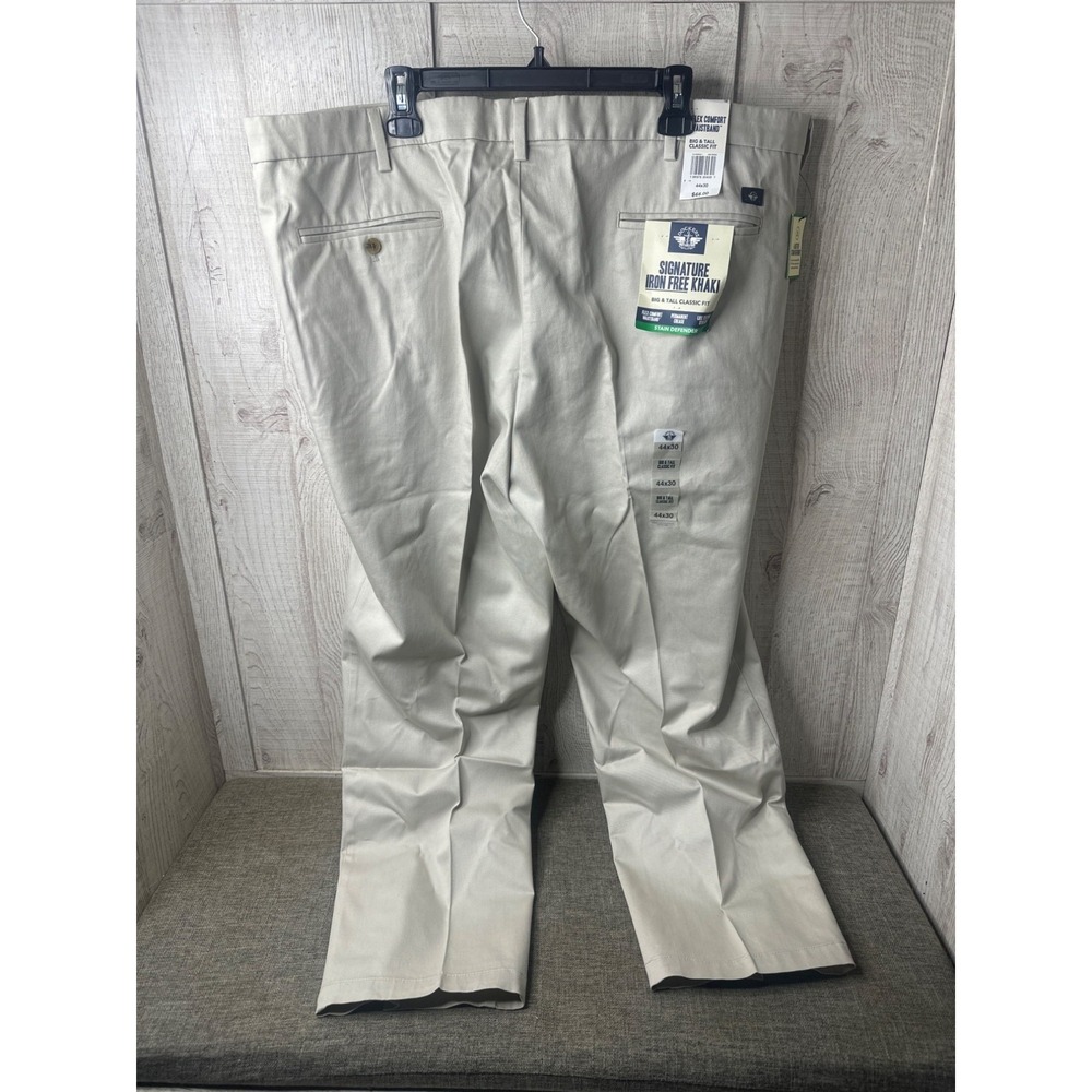 Dockers Mens Signature Iron Free Beige Khaki Pants Classic Fit 44x30 - Picture 3 of 8
